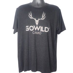 GOWILD Camo‎ Mens T Shirt Gray XL Deer Skull Logo Hunting Casual
